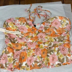 Aqua Floral Camisole - Pink and Orange